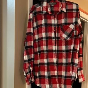Plaid Long Sleeve Shirt - Red and Black